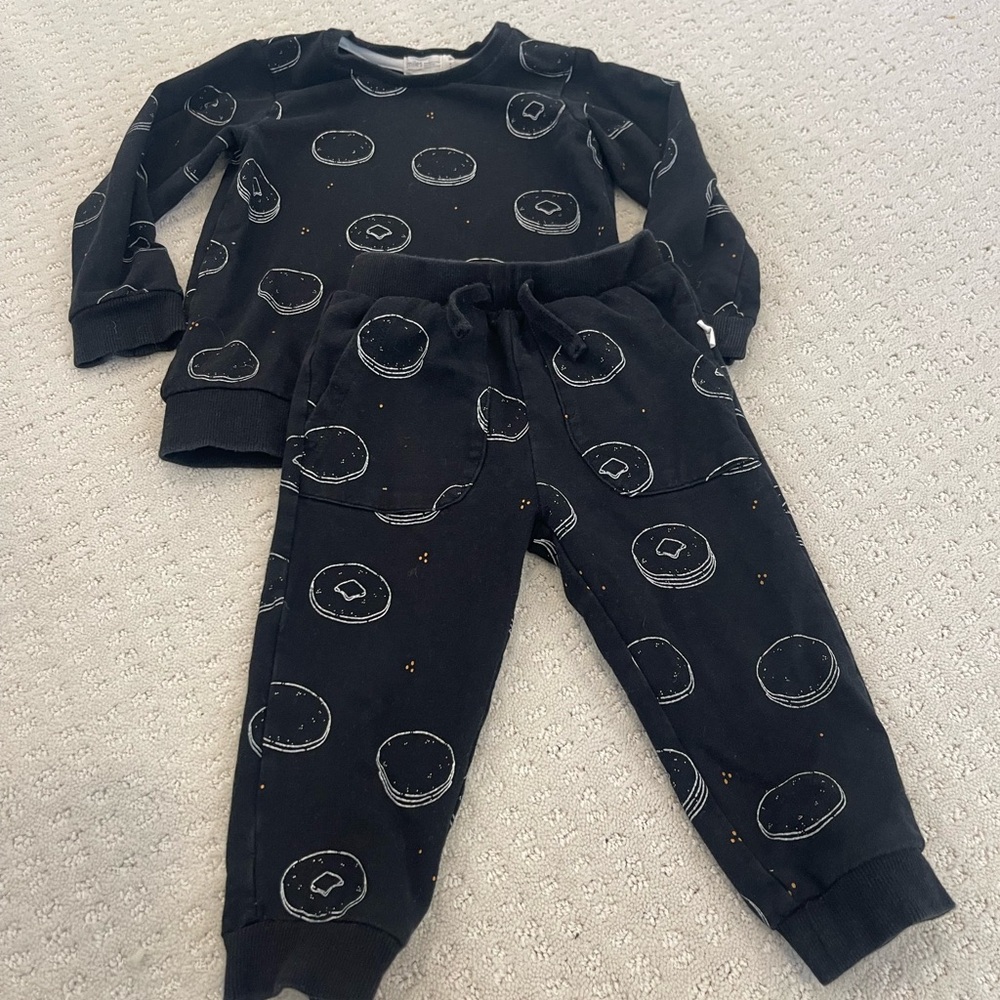 Miles- Black Kids Matching Set with Donut Print